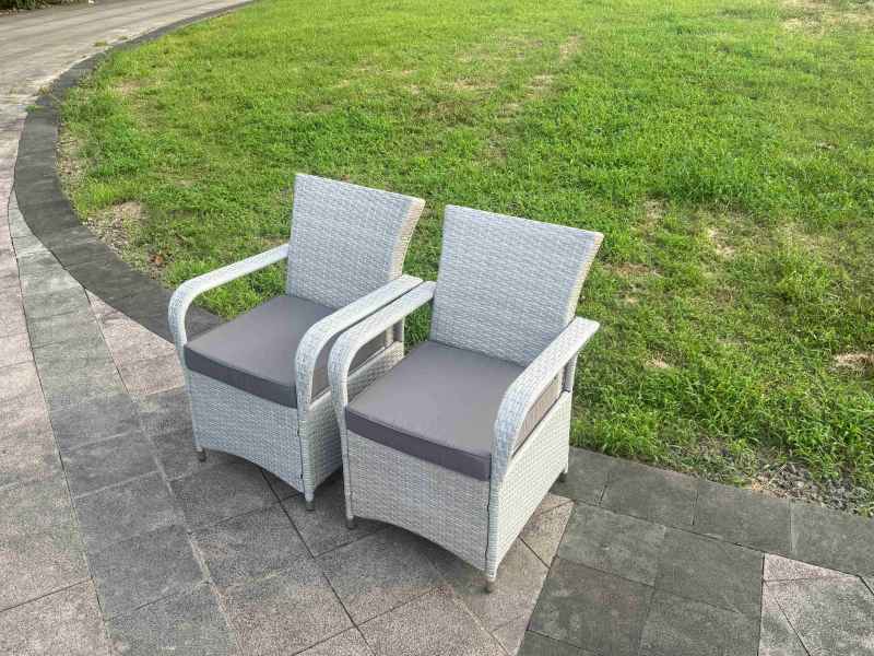 Fimous Light Grey Rattan Outdoor Garden furniture Set Height Adjustable Rising Lifting Table and 4 Chairs Set with Seat Cushion