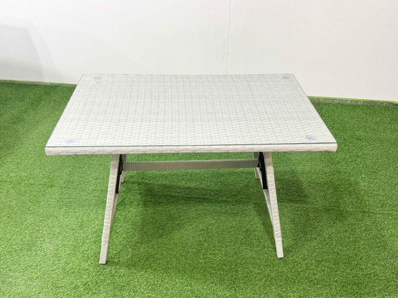 Fimous 8 Seater Garden Outdoor Rattan Furniture Set Rattan Corner Sofa Oblong Dining Table with 2 Armchairs Light Grey Mixed