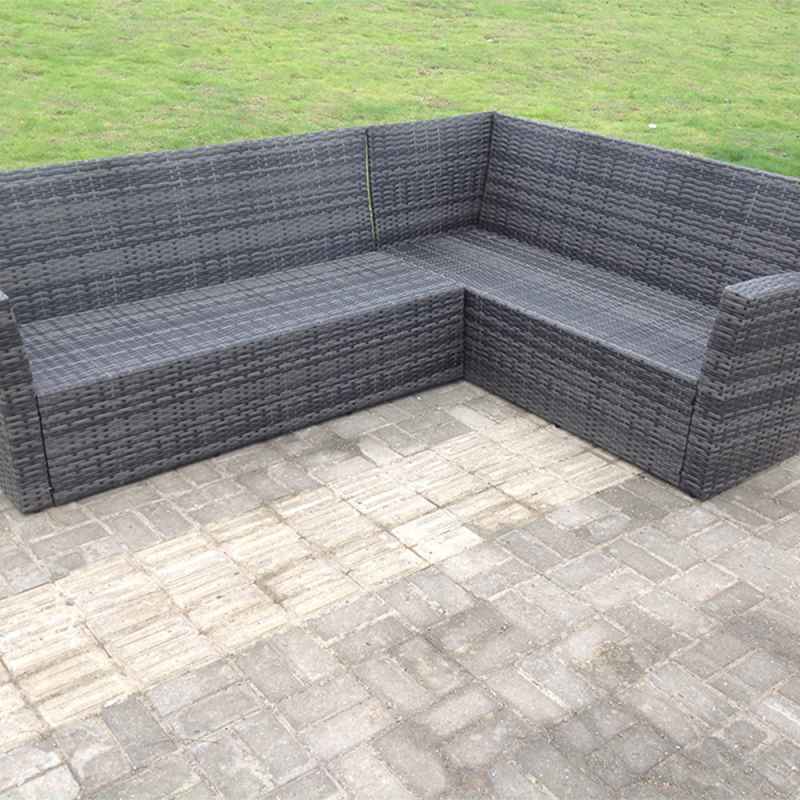Fimous 7 seater high back dark grey mixed rattan corner sofa set chair square coffee table outdoor furniture right option