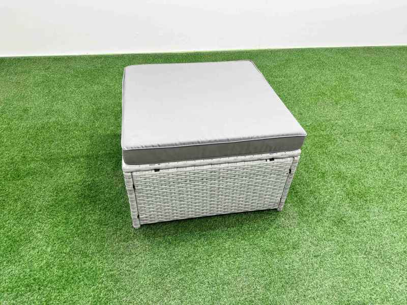 Fimous 10 Seater Poly Rattan Outdoor Garden Furniture Adjustable Lifting Dining or Coffee Table Sofa Set Patio 3 Seater Sofa Reclining Chair 3 Seater Sofa 3 Stools Light Grey