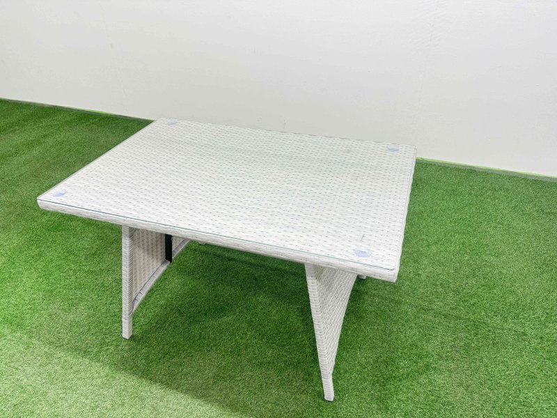 Fimous 12 Seat Outdoor PE Rattan Garden Furniture with Cushions 3 Seater Sofa Side Table 3 Stool Light Grey