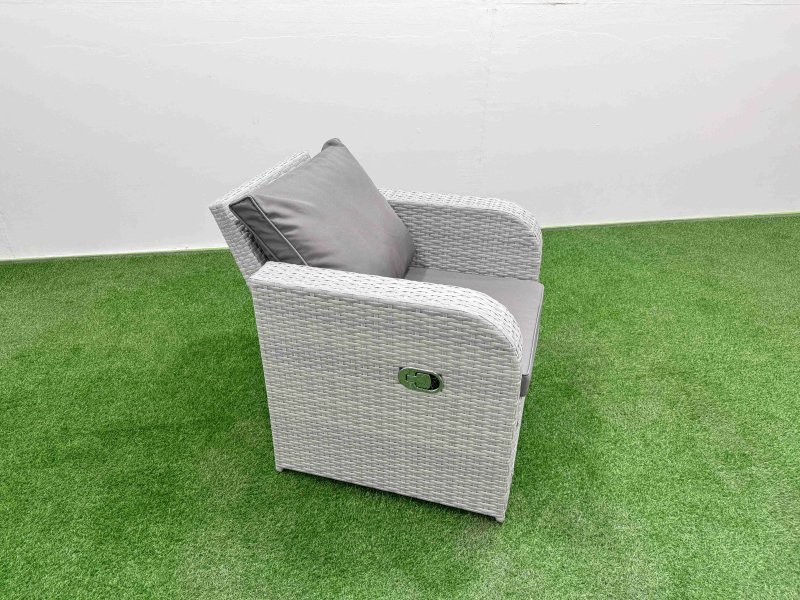 Fimous Patio PE Wicker 9 Seater Outdoor Rattan Furniture Sofa Sets with Adjustable Lifting Dining or Coffee Table Reclining Chair Loveseat Sofa 3 Seater Sofa Stool Light Grey