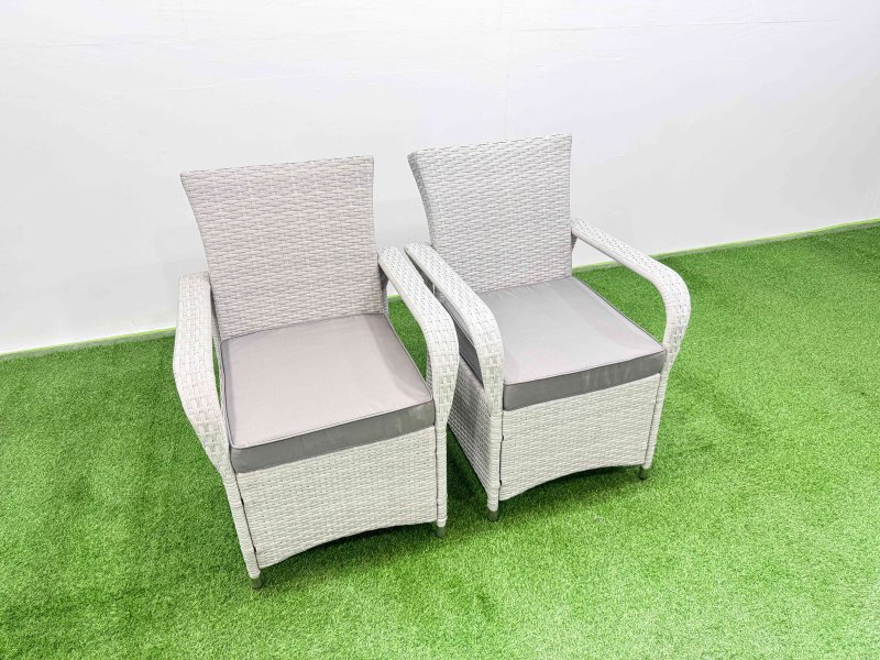 Fimous Rattan Garden Furniture Set with Rectangular Dining Table And Dining Chairs 4 Seater Light Grey Mixed