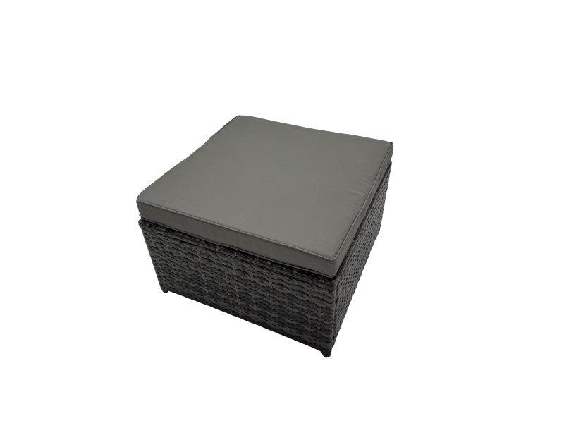 Fimous 3 Seater Sofa Reclining Chair Coffee Table Set Rattan Garden Outdoor Furniture Set with 3 Stools Dark Grey Mixed