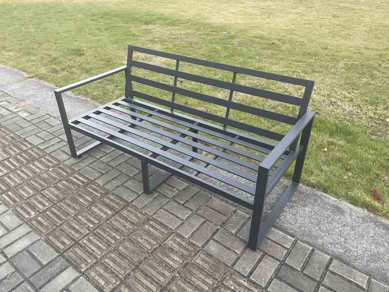 Fimous Aluminium Outdoor Garden Sofa Patio Lounge 3 Seater Sofa for Balcony, Terrace,Swimming Pool Dark Grey