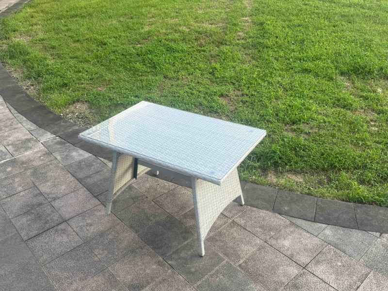 Fimous Light Grey Rattan Rectangular Dining Table and 4 Chairs Set Outdoor Garden furniture Set with Seat Cushion