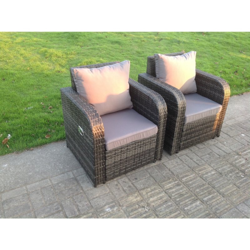 5 Seater PE Wicker Rattan Garden Furniture Loveseat Reclining Sofa Chair Table Footstool Outdoor Grey
