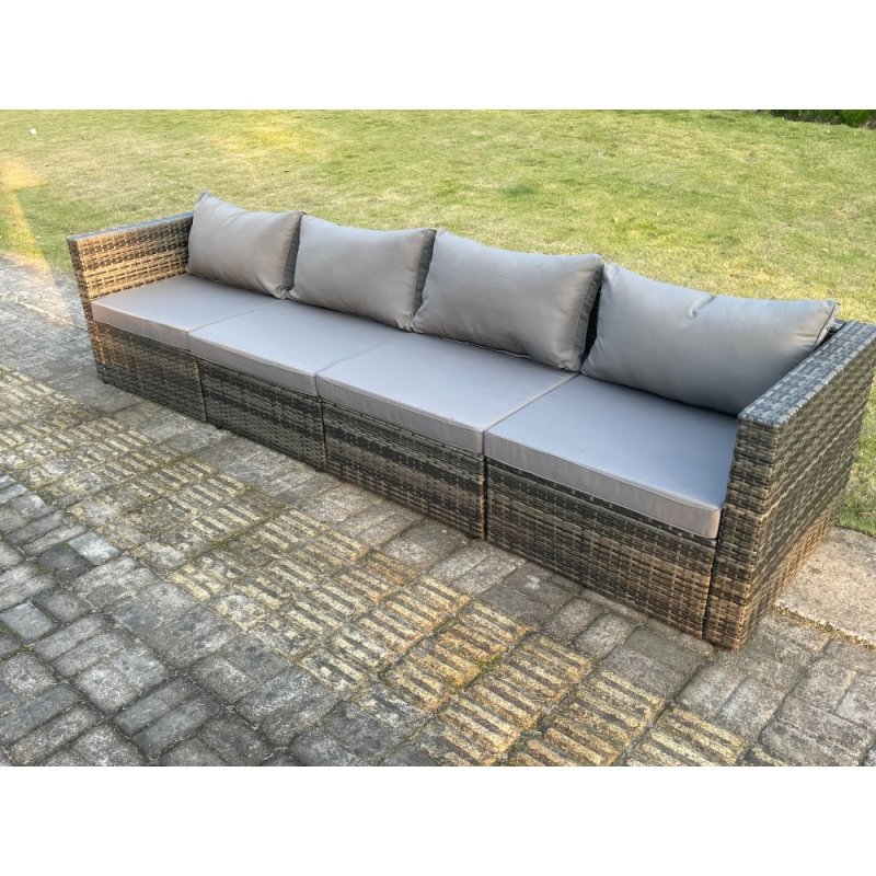 Fimous 4 PC Modular Rattan Garden Furniture Sofa Set Corner Sofa And Armless Sofa