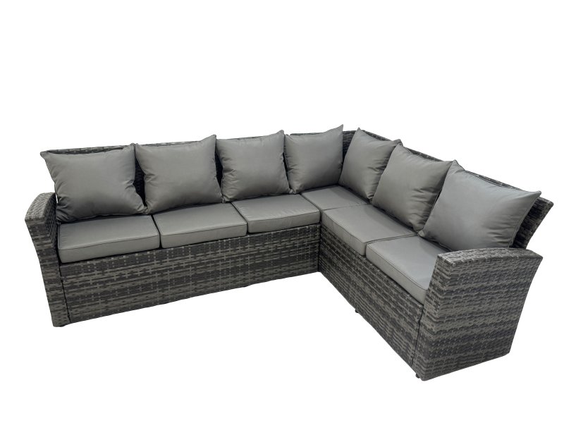 Fimous Rattan Garden Outdoor Furniture Set 10 Seater Garden Sofa Coffee Table Sets with Chair 3 Footstools Dark Grey Mixed