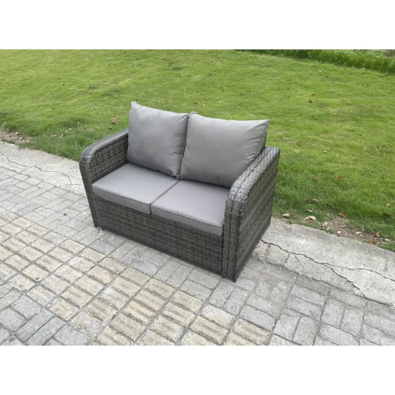 Fimous Patio Garden Furniture Sets Wicker 10 Seater Outdoor Rattan Furniture Sofa Sets with Rectangular Coffee Table Reclining Chair Loveseat Sofa 2 Side Tables 3 Footstools