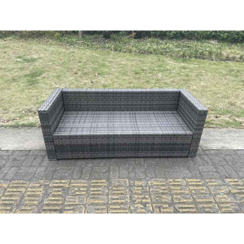 Fimous 3 Seater Rattan Lounge Sofa Patio Outdoor Garden Furniture With Seat And Back Cushion