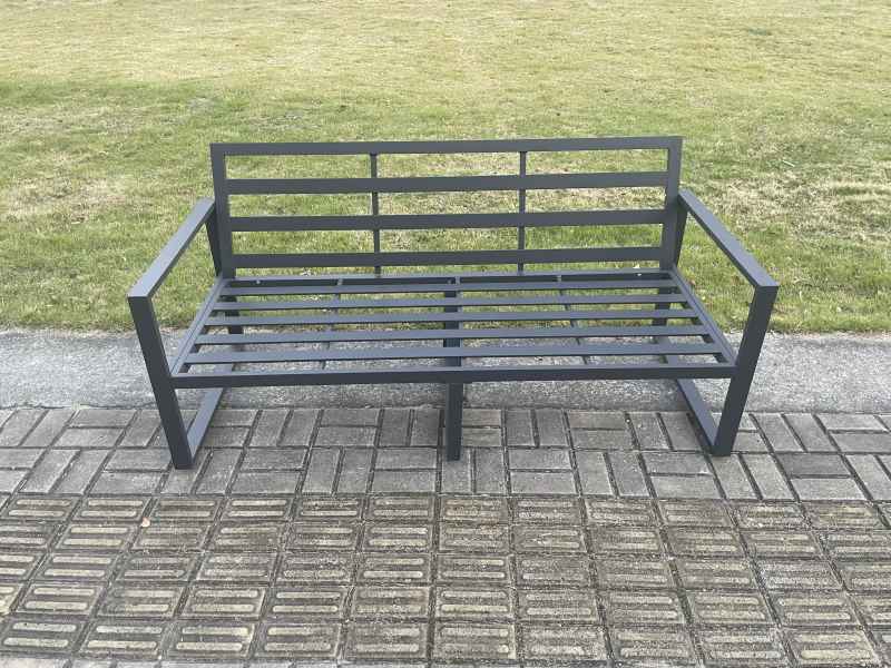 Fimous Aluminium 9 Seater Outdoor Garden Furniture Set Lounge Sofa Oblong Coffee Table Sets with Cushions Dark Grey