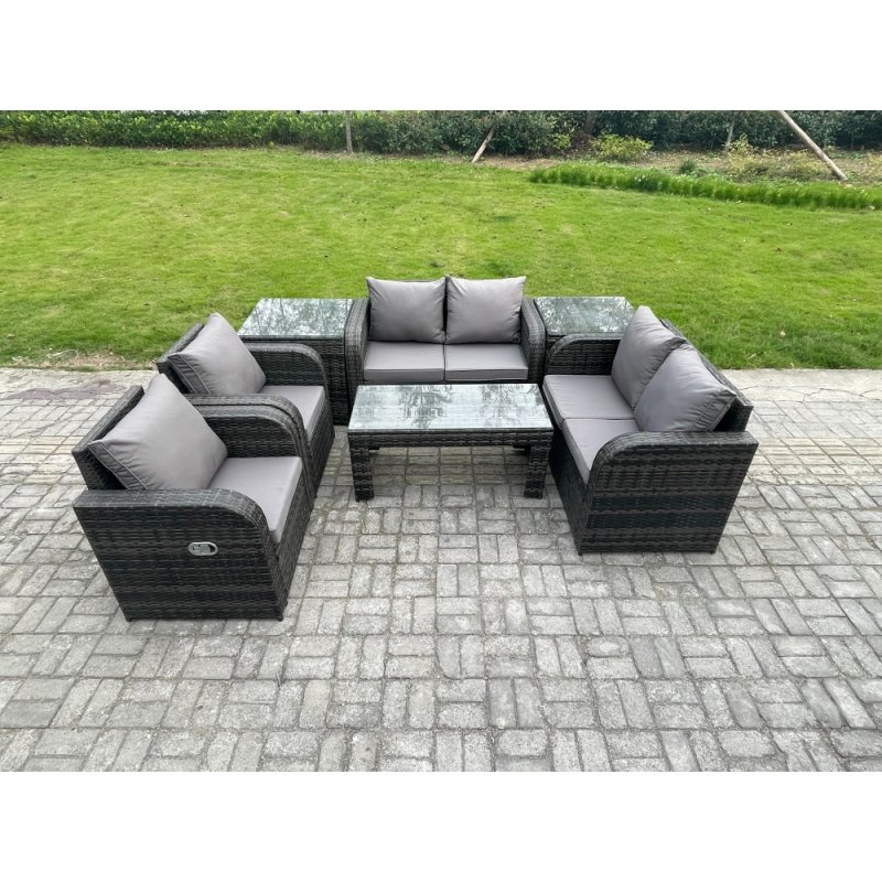 Fimous 7 Piece Rattan Garden Furniture Set Outdoor Patio Sofa, Table and Chairs Garden Table Ideal for Pool Side, Balcony, Outdoor and indoor Conservatory Patio Set