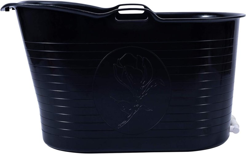 Fimous Bathtub for Adults, Soaking Bathtub for Hot Bath and Ice Bath Freestanding Bath Tub Black