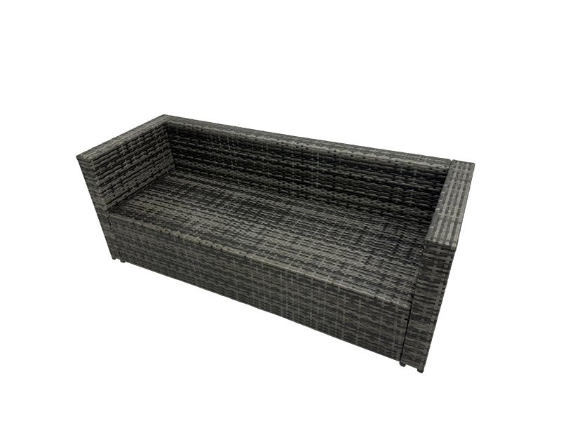 Fimous 10-seater Outdoor PE Rattan Sofa Set with Dining Table Patio Garden Furniture Sets with 2 Chair 2 Small Stools Dark Grey Mixed