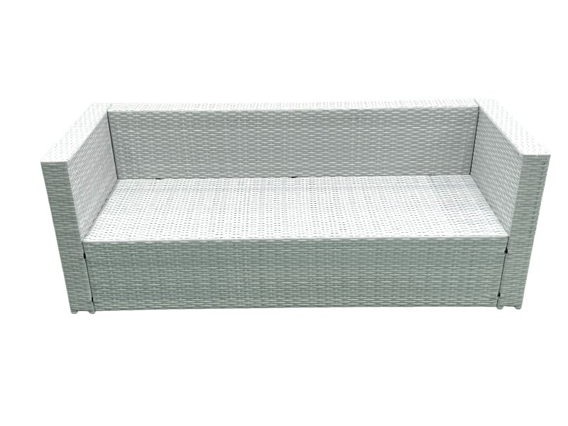 Fimous Garden Outdoor Furniture Set 6 Seater Rattan Sofa Set with 2 Big Footstools Armchair 2 Side Tables Light Grey Mixed