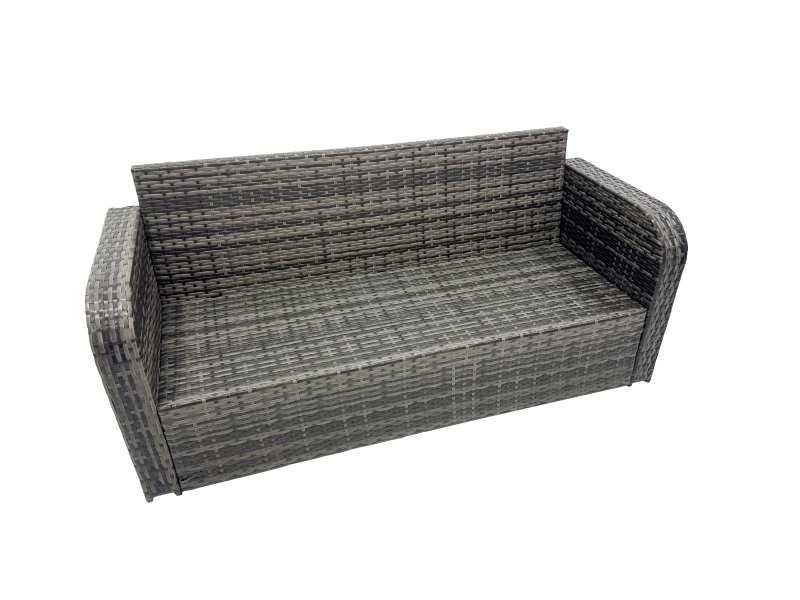Fimous Garden Outdoor Rattan Furniture Set Rattan Love Sofa 3 Seater Sofa with 2 Side Tables 2 Small Footstools Dark Grey Mixed