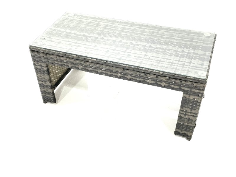 Fimous Garden Outdoor Rattan Furniture Set with Sofa Coffee table Big Footstool 2 Side Tables Dark Grey Mixed