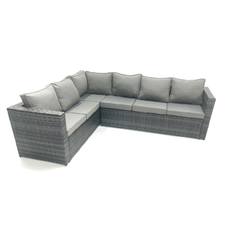 Fimous PE Rattan Corner Sofa Set Rectangular Dining Table Set With Seat And Back Cushion 7 Seater