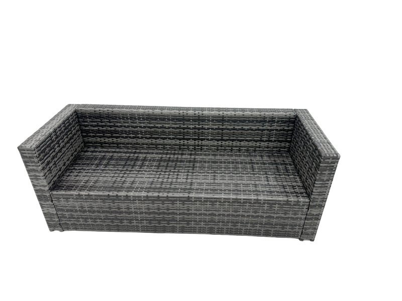 Fimous Rattan Dining Table Sofa Set with Armchair Side Table 2 Big Footstools Outdoor 10 Seat Garden Furniture Set Dark Grey Mixed