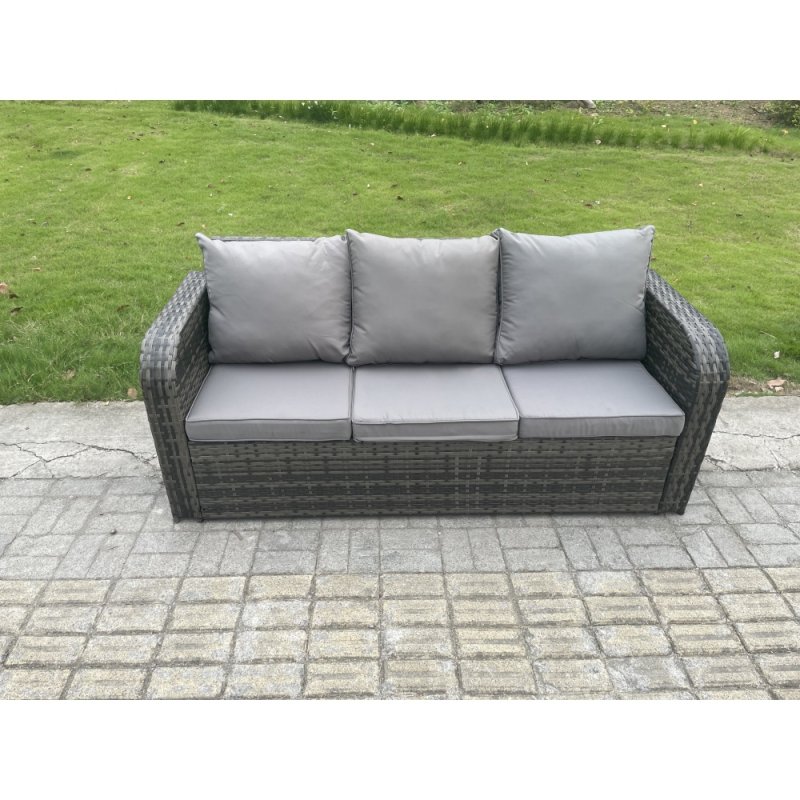 Fimous Wicker PE Rattan Sofa Set 10 Seater Outdoor Patio Garden Furniture Set with 2 Reclining Chairs Coffee Table Side Tables 2 Big Footstool Dark Grey Mixed