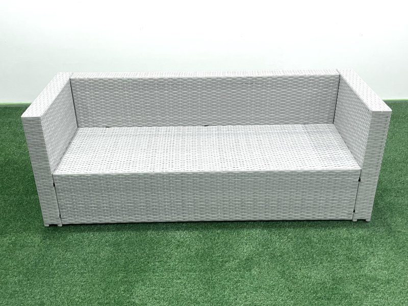 Fimous Wicker PE Rattan Sofa Garden Furniture Set with Armchair Square Coffee Table Light Grey Mixed