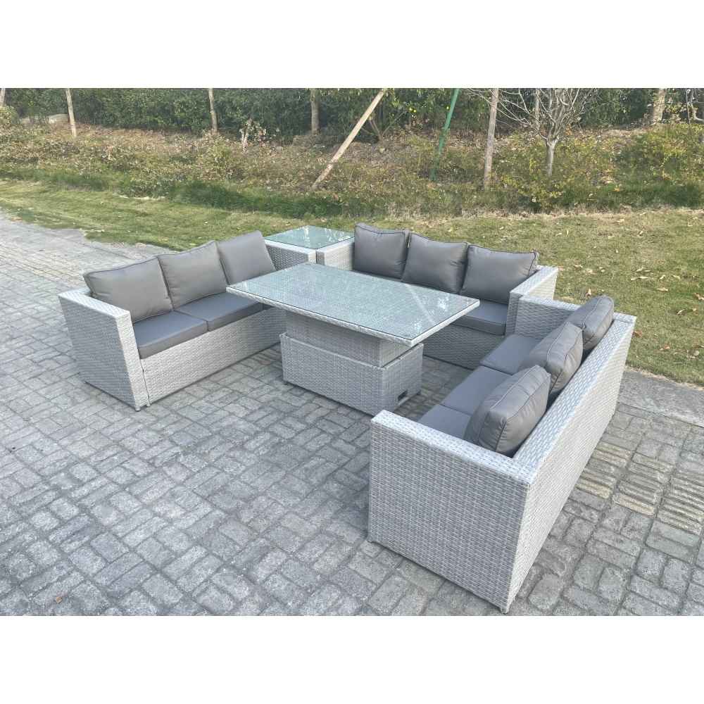 Adjustable Rattan Garden Furniture Set with Rising Table: Yavolo