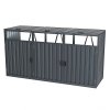 Living and Home 7.8x2.6 ft Outdoor Metal Garbage Can Garden Storage Shed, Dark Grey