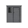 6 x 6FT Outdoor Dark Grey Wood Grain Plastic Garden Storage Shed w/ Window
