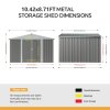 10.42 x 8.71FT Metal Garden Storage Shed with Lockable Door