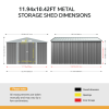 11.94 x 10.42FT Apex Roof Garden Tool Shed, Grey