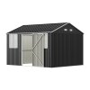 11.81 x 10.24FT Metal Apex Roof Garden Tool Shed