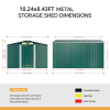 10.24 x 8.43FT Large Metal Garden Tool Storage Shed, Green