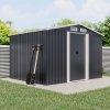 8.46 x 6.79FT Large Metal Apex Roof Garden Tool Storage Shed, Anthracite