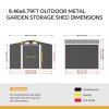 8.46 x 6.79FT Large Metal Apex Roof Garden Tool Storage Shed, Anthracite