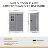 Living and Home 5 x 4FT Outdoor Plastic Storage Shed