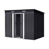 7.81 x 4.3FT Metal Storage Tool Shed for Garden Patio, Charcoal Black
