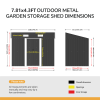7.81 x 4.3FT Metal Storage Tool Shed for Garden Patio, Charcoal Black