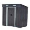 6.36 x 3.97FT Metal Garden Storage Shed with Sliding Door, Charcoal Black