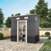 6.36 x 3.97FT Metal Garden Storage Shed with Sliding Door, Charcoal Black