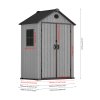 5.33 x 3.38FT Gray Wood Grain Plastic Tool Shed Garden Storage Shed