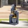 Living and Home Outdoor LED Water Fountain Rockery Decor with Pump Solar Power