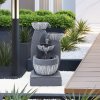 Living and Home 4 Bowls Solar Light Fountain Water Feature with LED Flowing Water Effect Outdoor
