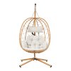 Egg-Shaped Hanging Chair with Soft Cushion & Headrest