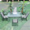 Tempered Glass Outdoor Coffee Table with Parasol Hole