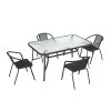 5-Piece Tempered Glass Outdoor Coffee Table and Rattan Chairs Set