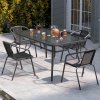 5-Piece Tempered Glass Outdoor Coffee Table and Rattan Chairs Set