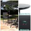 Metallic and Tempered Glass Garden Table with Parasol Hole Outdoor Multi Size