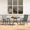3-Piece Outdoor Tempered Glass Garden Table with Two Foldable Chairs