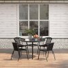 5-Piece Outdoor Tempered Glass Garden Table with Four Rattan Chairs